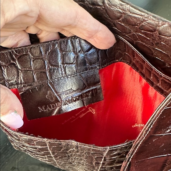 Michael Rome Design Genuine Leather Clutch Purse Croc Embossed Like New handbag - Picture 4 of 7